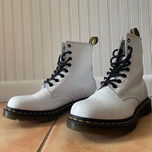 White Dr. Martens Lace Up Boot